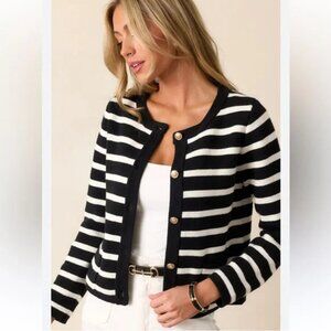 J Crew Emilie Sweater Lady Jacket (Black/Ivory, XS)